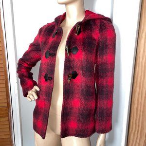 Juicy Couture Checkered Plaid Peacoat Hood Jacket